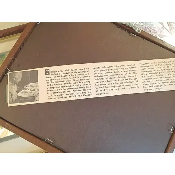 The‎ Seasons: Four Framed Phil Austin Foil Prints 50’s-60’s VTG ART Signed USA - Picture 7 of 14